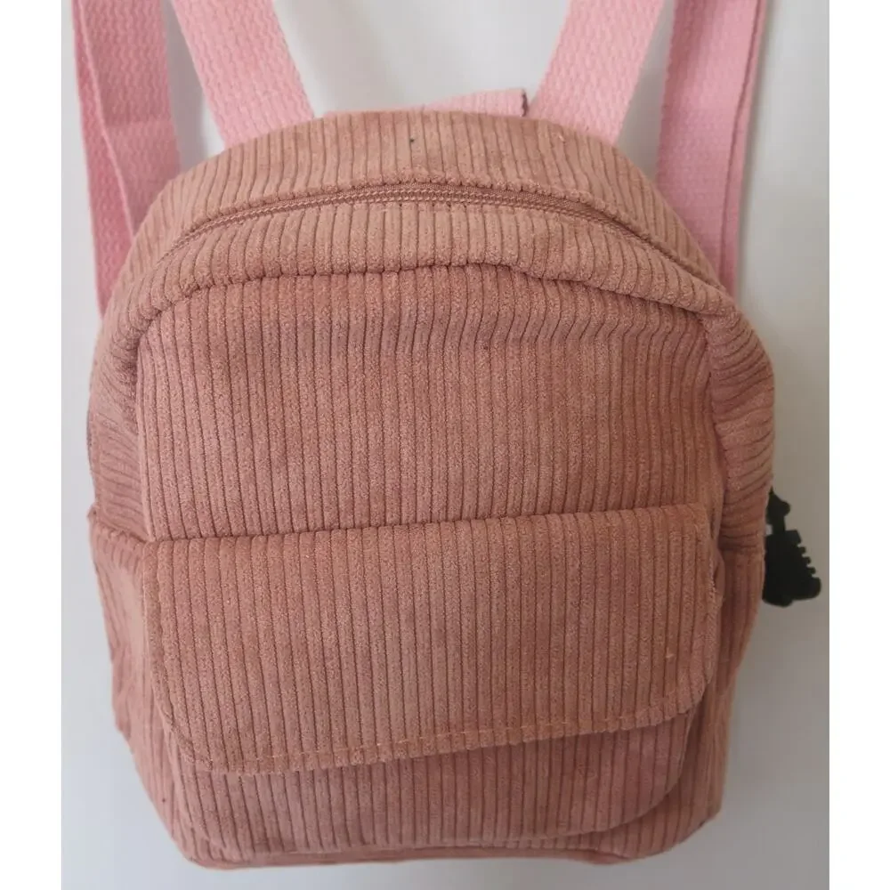Mini Backpack NWT Purse Women Girls Corduroy Zipper Pink Casual School Everyday